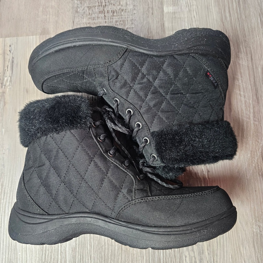 LL Bean Commuter Women 8 Boots Black Quilted Insulated Waterproof Winter 505931